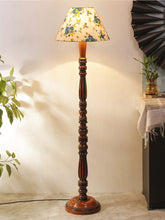 Multicolor Cotton Conical Wooden Floor Lamp